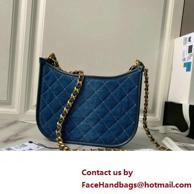 Chanel Washed Denim  &  Gold-Tone Metal Hobo Handbag AS4666 Blue 2024